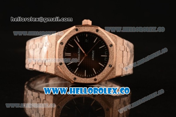 Audemars Piguet Royal Oak 41MM Clone Calibre AP 3120 Automatic Full Rose Gold with Black Dial and Stick Markers (EF) - Click Image to Close